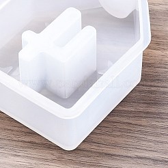 DIYキャンドル作り  シリコーン鋳造金型  UVレジン用  エポキシ樹脂工芸品作り  数4  ホワイト  ハウス  110x79x30mm&nbsp;AJEW-U022-01B-04