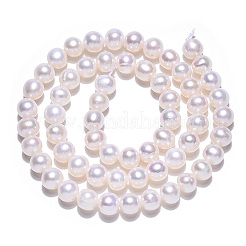 天然養殖淡水パールビーズ連売り  ラウンド  貝殻色  6.5~7x6~6.5mm  穴：0.7~0.8mm  約60個/連  14.37インチ（36.5cm）&nbsp;PEAR-N016-06A