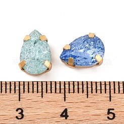 縫い付けラインストーン  ガラスクリスタルラインストーンマルチ連リンク  真鍮製爪付き台座付き  衣料品アクセサリー  多面カット  ティアドロップ  ゴールドカラー  10x7x5mm  穴：0.9mm&nbsp;EGLA-F162-12G