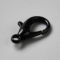 焼き付け塗装、亜鉛合金製ロブスタークラスプ  ブラック  16x9x4mm  穴：1.8mm&nbsp;FIND-WH0016-53J