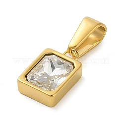 304 Stainless Steel Pendants Cubic Zirconia&nbsp;STAS-R229-30B-G