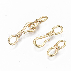 真鍮製S字クラスプ  ニッケルフリー  18KGP本金メッキ  18x5.5x2mm  12x4.5x2.5mm&nbsp;KK-S356-113G-NF