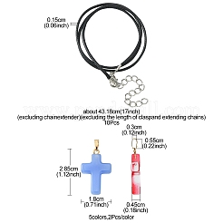 キットを作る diy ジュエリー ネックレス  クロスガラスペンダント10個入り。  ワックスコードネックレス10個。  ミックスカラー  ペンダント：28.5x18x4.5mm  穴：5.5x3mm  10pc  ネックレス：長さ約17インチ  10pc&nbsp;DIY-FS0003-70