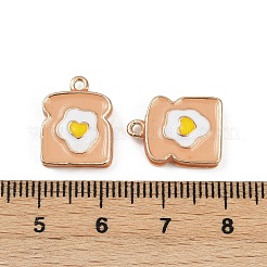 真鍮合金ペンダント  エナメル  ラックめっき  ゴールドカラー  トースト  15.5x12x4mm  穴：1.5mm&nbsp;KK-R226-17G-02