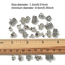 25個5スタイルチベットスタイルアロイペンダントベイル  チューブベイル  ループベイル  アンティークシルバー  9~13x4~12x5.5~9mm  穴：1.5~2mm  5個/スタイル&nbsp;TIBE-YW0001-41