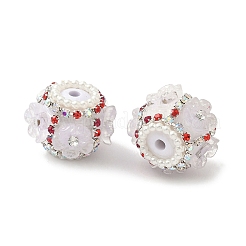 花型樹脂ラインストーンビーズ  ロンデル  アクリルとガラス  ビーズペン用  キーホルダー  アクセサリーと工芸品  ホワイト  21x21x17mm  穴：2.8mm&nbsp;CLAY-NH0003-05S-04