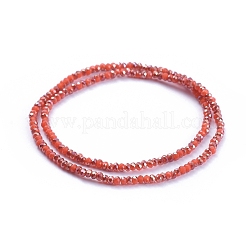電気メッキガラスビーズセット  半分虹メッキ  多面カット  ロンデル  レッドオレンジ  2.5x1mm  穴：0.5mm  約185~190個/連  13インチ（33cm）&nbsp;GLAA-F079-HR01
