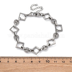304 Stainless Steel Rhombus Link Chains Bracelets for Men & Women&nbsp;BJEW-D042-28P