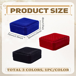 3Pcs 3 Colors Rectangle Velvet Pendant Storage Boxes&nbsp;VBOX-LP0001-02