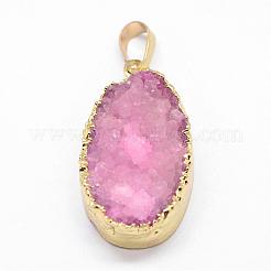 Electroplated Natural & Dyed Druzy Agate Pendants&nbsp;G-N0167-020