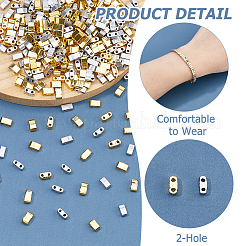 300Pcs 2 Styles 2-Hole Metallic Colours Glass Seed Beads&nbsp;SEED-HS0001-06A
