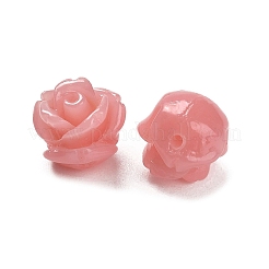 合成サンゴ刻まれたビーズ  染め  花  ピンク  8.5x8.5x8mm  穴：1.2mm&nbsp;CORA-H003-01B-14