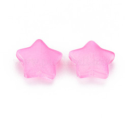 ツートン透明スプレー塗装ガラスビーズ  スター  ショッキングピンク  12.5x13x5mm  穴：1mm&nbsp;GLAA-T022-25-C06