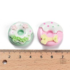 不透明樹脂デコデンカボション  ドーナツ  ミックスカラー  24~26.5x24~25x9~10.5mm&nbsp;RESI-I338-08