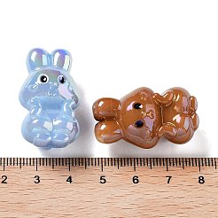 UVメッキ虹色アクリルビーズ  ABカラー  兎  ミックスカラー  32x19x17mm  穴：2.5mm&nbsp;MACR-D032-10