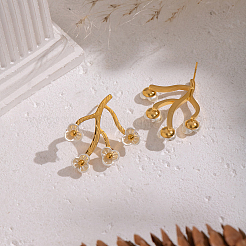 304 Stainless Steel Shell Flower Stud Earrings&nbsp;BV7719