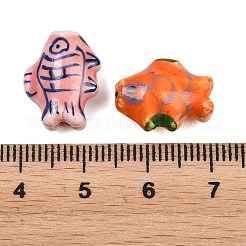 手作りの魚の磁器のビーズ  青と​​白の磁器＆ファミーユなどの磁器バラ  魚  ミックスカラー  15x12x8mm  穴：2mm&nbsp;PORC-S446-M