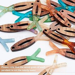 DIYイヤリング作成キット  20個の樹脂とクルミの木のイエスの魚のペンダントを含む  金箔  40個の真鍮製ピアスフックと40個のオープン丸カン  ミックスカラー  100個/箱&nbsp;DIY-OC0007-36