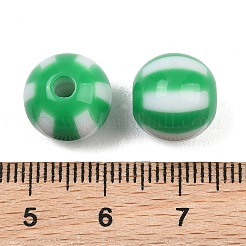 不透明なアクリルビーズ  ストライプラウンド  グリーン  12mm  穴：3mm  約530個/500g&nbsp;OACR-D314-07J