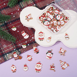 60 個 20 スタイルのクリスマス合金エナメルペンダント  ゴールドカラー  雪だるまとサンタクロースのチャーム  混合図形  16~19x10.5~25x1~1.5mm  穴：1.4~2mm  3個/スタイル&nbsp;ENAM-TA0003-25