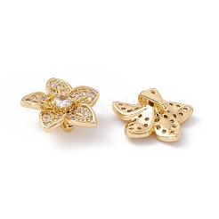 Rack Plating Brass Pave Clear Cubic Zirconia Connector Charms&nbsp;ZIRC-C040-17G
