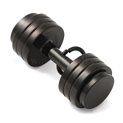 304ステンレスペンダント  201個のステンレススチールペンダントベイル付き  ダンベル  ガンメタ色  14.5x32x8x14.5mm  穴：10mm&nbsp;STAS-D110-38B