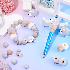 Silicone Focal Beads and Velvet Imitation Fur European Beads&nbsp;DIY-TA0013-50