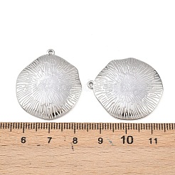 304ステンレスペンダント  花付きフラットラウンド  カドミウムフリー＆ニッケルフリー＆鉛フリー  ステンレス鋼色  30x26.5x3mm  穴：1.4mm&nbsp;LS-STAS-P424-03P