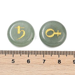 10個 10スタイル 天然グリーンアベンチュリンカボション  金箔押し模様のフラットラウンド  18~18.5x4.5~6mm  1個/スタイル&nbsp;G-G193-03C