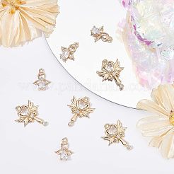 20Pcs 2 Style Rack Plating Brass Micro Pave Clear Cubic Zirconia Pendants&nbsp;KK-FH0004-22