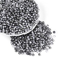 内側が透明な色のガラスシードビーズ  ラウンド  ホワイト  4x3mm  穴：1.4~1.5mm  約：7500個/ 450 G&nbsp;SEED-T007-19A-10