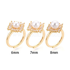 Rhombus Brass Micro Pave Clear Cubic Zirconia Cup Peg Ring Settings&nbsp;KK-T076-17G