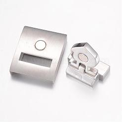 変色しにくい304ステンレススチール製マグネット留め具  ハートを付きの矩形  ステンレス鋼色  24.5x21x8.5mm  穴：2.3x18mm&nbsp;STAS-G071-40P
