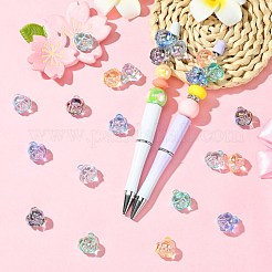 30個5色電気メッキ透明アクリルビーズ  花  ミックスカラー  15x13.5x14.5mm  穴：3.2mm  6個/カラー&nbsp;PACR-CJ0001-41
