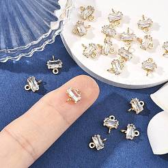 SHEGRACE Brass Pave Cubic Zirconia Rectangle Connector Charms&nbsp;XGRQ2O372-438A-G