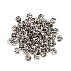 チベット風合金スペーサービーズ  フラットラウンド  アンティークシルバー  6x1.5mm  穴：1.5mm&nbsp;TIBEB-TA0001-07-6mm