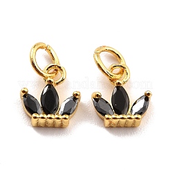 Brass Cubic Zirconia Charms&nbsp;KK-A156-02G-RS