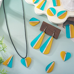 20Pcs 10 Styles Transparent Resin & Natural Wood Pendants&nbsp;RESI-TA0004-47