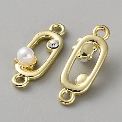 Alloy Crystal Rhinestone & White Plastic Pearl Link sConnector Charms&nbsp;FIND-WH0365-083G-02