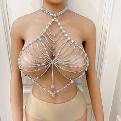 Alloy Full Crystal Rhinestone Tassel Sexy Body Chains for Bikini&nbsp;WGE7893-02