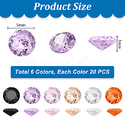 120Pcs 6 Colors Diamond Shape Grade A Cubic Zirconia Cabochons&nbsp;ZIRC-PH0001-43D-04