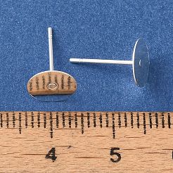 真鍮スタッドイヤリングを見つける  鉛フリー＆カドミウムフリー  ラウンド  925銀メッキ  12x8mm  ピン：1mm&nbsp;X-KK-K383-05A-S