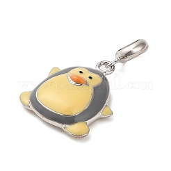 ロジウムメッキ 925 スターリングシルバー エナメル ヨーロピアン ダングル チャーム  大きな穴のペンギンチャーム  プラチナ  レモンシフォン  24mm  穴：4.5mm&nbsp;LS-STER-P062-01C-02