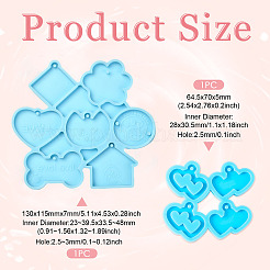 2 個 2 スタイルのハートペンダント DIY シリコーン金型  レジン型  UVレジン＆エポキシ樹脂のジュエリー作り用  ディープスカイブルー  64.5~115x70~108x5~6.5mm  穴：2.5~4.5mm  内径：28~60x30.5~51mm  1個/スタイル&nbsp;DIY-TA0009-27