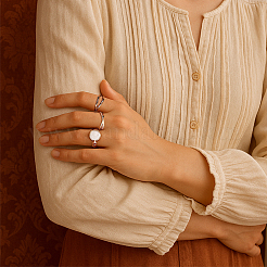 2 Colors Oval Alloy Enamel Adjustable Cuff Rings Sets for Women&nbsp;RJEW-HY0001-19
