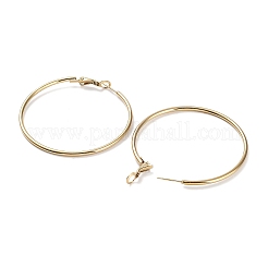 リング 304 ステンレススチール フープ イヤリング 女性用 男性用  ゴールドカラー  12ゲージ  50x2mm  ピン：0.6mm&nbsp;EJEW-B049-02F-G