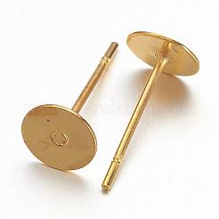 真鍮製スタッドピアスパーツ  ゴールドカラー  12x6mm  ピン：0.7mm&nbsp;KK-A251-G