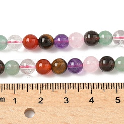 ミックス天然石ビーズ連売り  ラウンド  6mm  穴：1mm  約67個/連  14.69''（37.3センチメートル）&nbsp;G-P574-A02-6mm