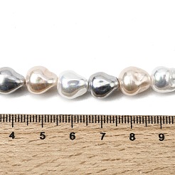 電気メッキガラスシェルパールビーズ連売り  不規則な涙  ミックスカラー  10~11x9~11mm  穴：1~1.2mm  約38個/連  15.75''（40センチメートル）&nbsp;BSHE-B009-D03-01