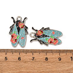 合金エナメルチャーム  昆虫  プラチナ  25x15.5x1.5mm  穴：1.8mm&nbsp;X1-FIND-H051-01C-P